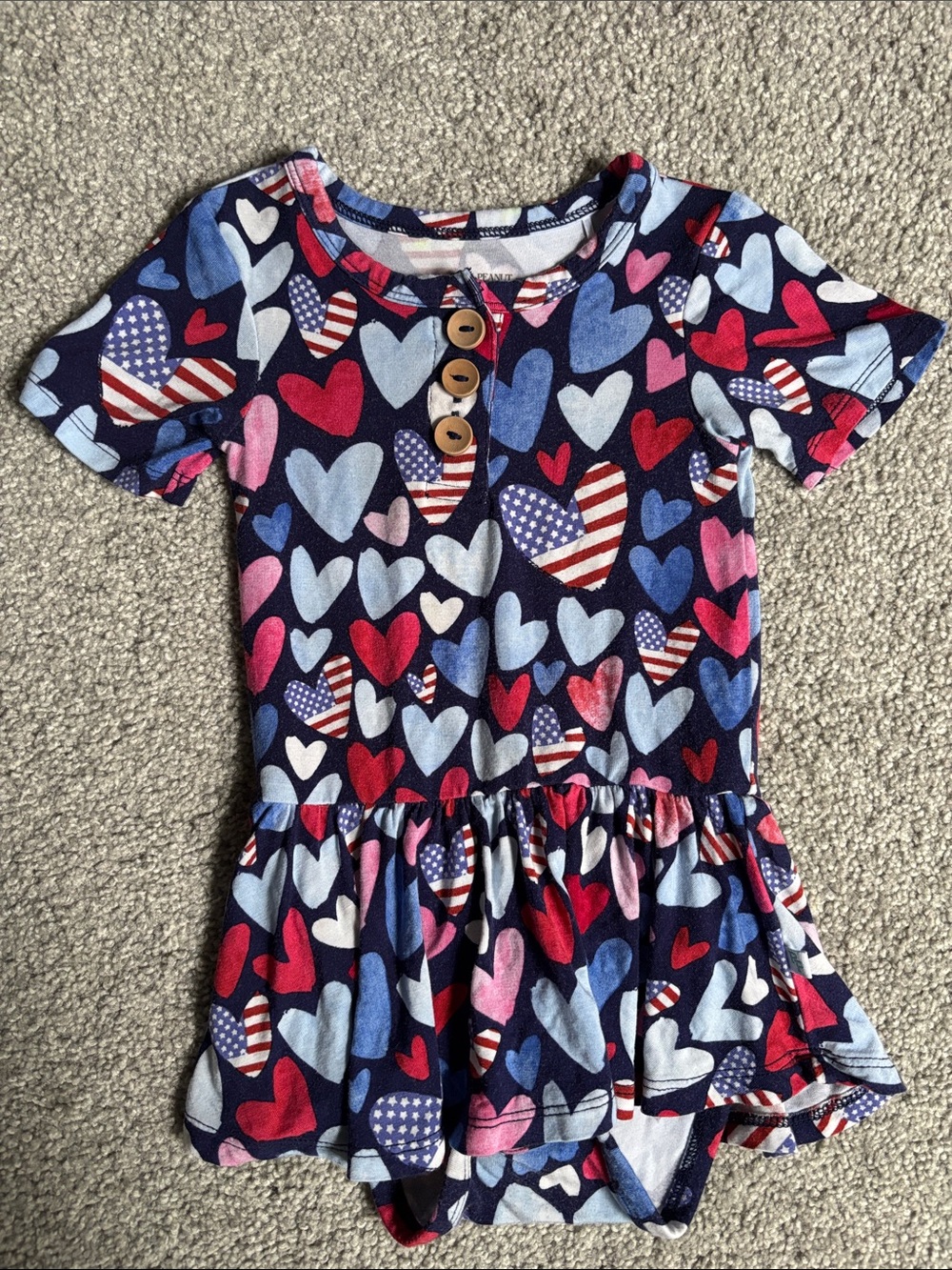 Posh Peanut Navy, Red, Light Blue & Pink Heart Print Dress Twirl